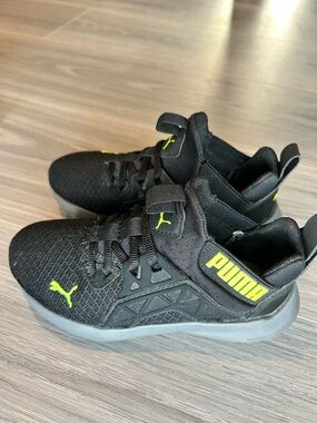 Puma Black Kids' 11.5 Sneakers with Neon Yellow Accents